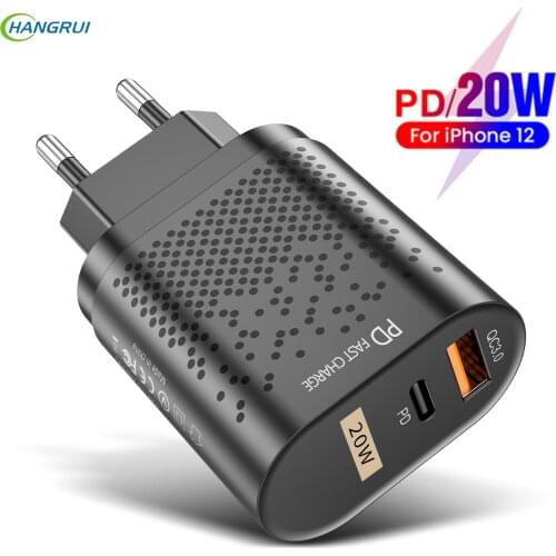 20W USB Charger QC3.0 Type-C Fast Charging Phone Power Adapter For iPhone 12 11 Pro Max For Samsung XiaoMi Huawei PD Charger