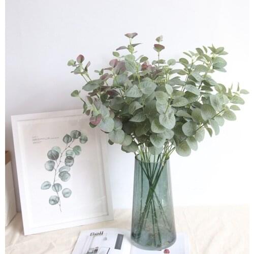 Artificial Leaves Branch Retro Green Silk Eucalyptus Leaf for Home Decor Wedding Plants Faux Fabric Foliage Fake Plants 68CM