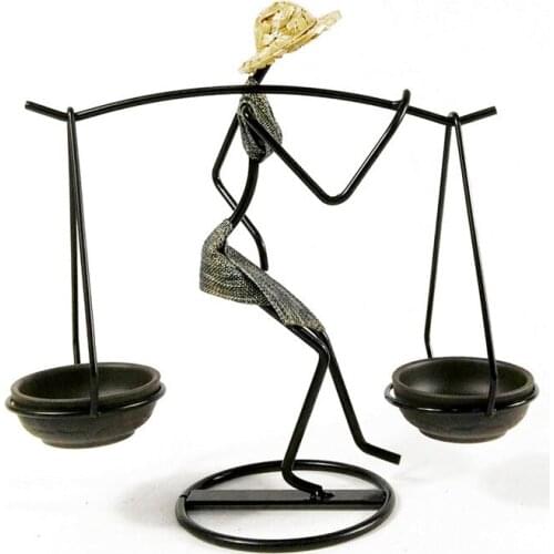 Vintage Metal Candlestick Home Decoration Handmade Artistic Candleholder for Dining Room 24x11x24cm EIG88