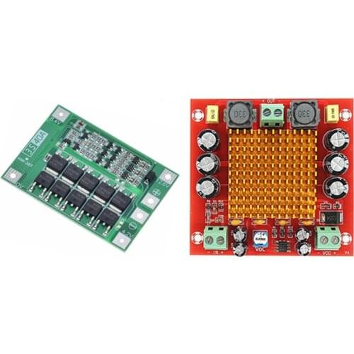 1X TPA3116 D2 Mono Channel Digital Power Audio Amplifier Amp Board & 2Pc Li-Ion Lithium Battery Charger Protection Board