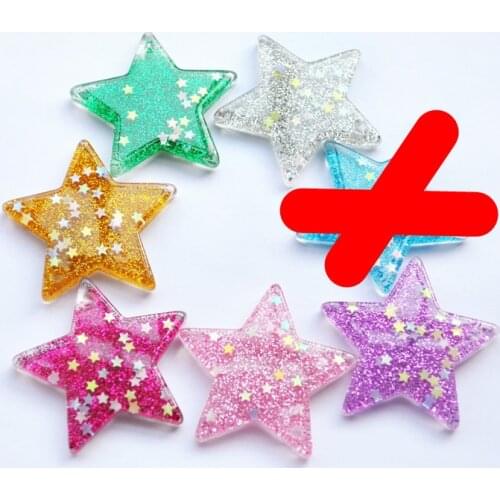 14pcs 38mm bling bling glitter star with hole charms for necklace keychain pendant