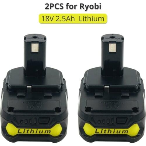 2PCS 18V 2.5A RB18L25 Lithium Ion Power Tools Drills Replacement Battery For Ryobi P108 P104 BPL-1815 BPL-1820G