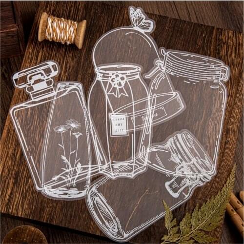 20pcs Transparent PET Bottle Series Japanese Sticker Junk Journal Creative Stationery Aesthetics Material Stickers Aesthetics