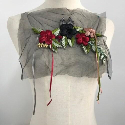 21.5cm X 15 Cm=1 Pcs Multi-color High-end DIY Embroidery 3D Ribbon Lace Applique Diy Headwear Neckline Bag Sticker