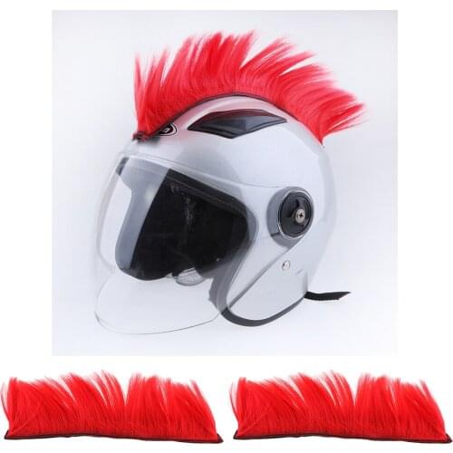 2x Motorcycle Skinhead Wig Punk Helmet Mohawk Wig Costumes Hairpiece Red