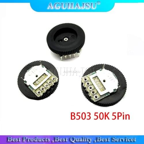 5pcs Double Gear tuning potentiometer B503 50K 5Pin 16*2mm Dial Potentiometer