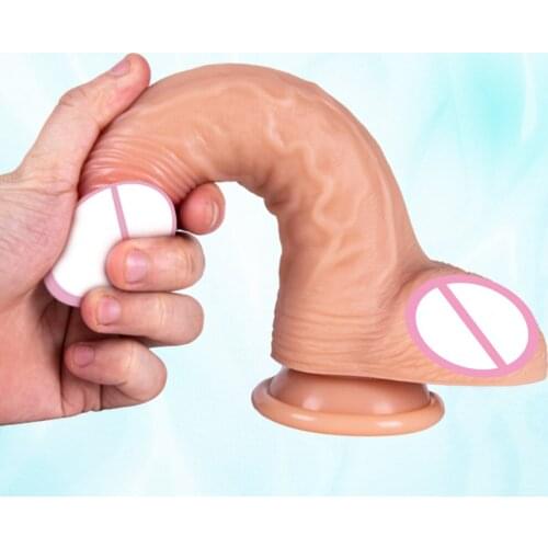8 in Realistic Double Layer Silicone Dildo Big Cock Dick Penis Adult Feminine Products Female Flirting Masturbation Sex Toy