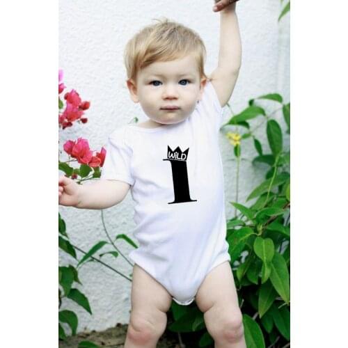 Wild One Birthday New Design Short Sleeve Baby Bodysuit Baby Boys Girls Clothes Funny Baby Girls Cloth 0-24M Onesie
