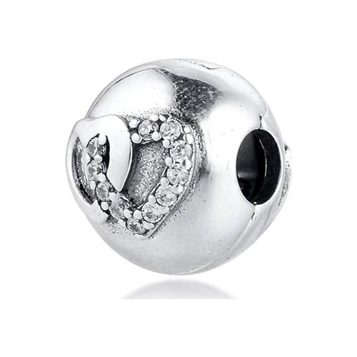 Beads Fit for Bracelets Necklaces Heart Bond Clip Charms Authentic 925 Sterling Silver Jewelry Free Shipping