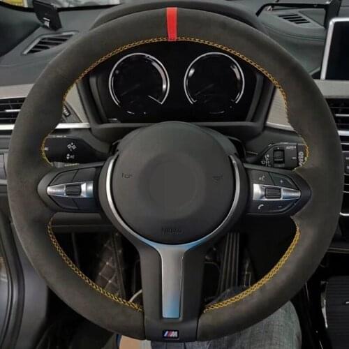 DIY Car Steering Wheel Cover Non-slip Black Suede For BMW F87 M2 F80 M3 F82 M4 M5 F12 F13 M6 F85 X5 M F86 X6 M F33 F30 M Sport