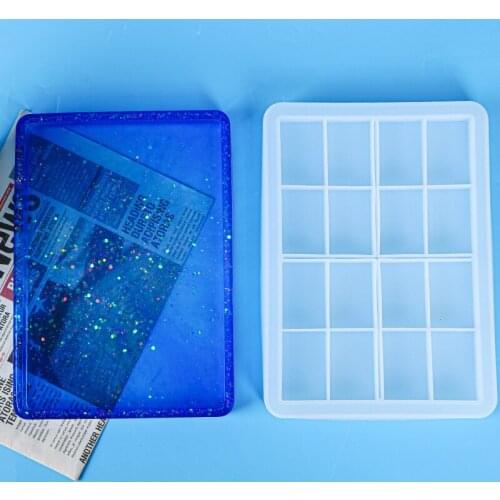 DIY Epoxy Mould Grid Generous Plate Mould Mirror Resin Silicone Mould Creative Home Furnishing
