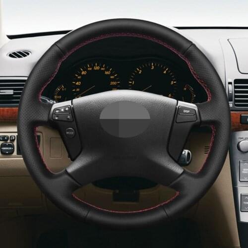 DIY PU Artificial Leather Hand-stitched Black Car Steering Wheel Cover For Toyota Avensis 2003 2004 2005 2006 2007