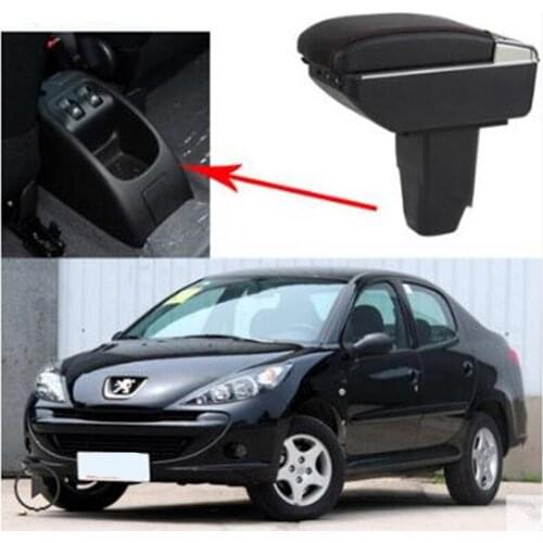 For Petgeot 206 207 armrest box central Store content box Armrest Storage Center Console products accessory ABS with leather USB