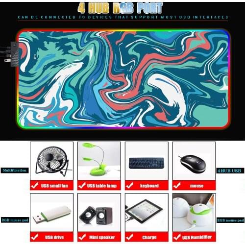 Game Rgb Mouse Pad Led Art Pad 4 Port Colorful Large Gamer Mouse Pad Non-slip Table Mat 16 Colors Suitable for Laptop HUB Hub Cs