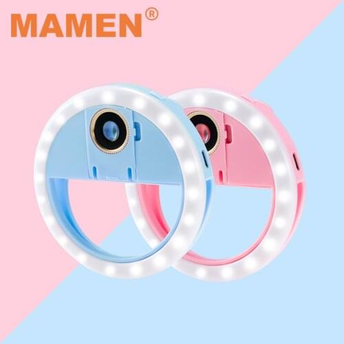 MAMEN Mini Phone Fill Light Ring Light LED Selfie Light For iPhone Huawei Xiaomi Smartphones Makeup Live YouTube Video Photo