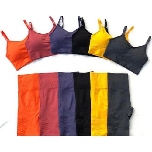 Women Seamless Yoga Set Women Gym Fitness Clothing High Waist Leggings+Bra Yoga Suit Training Sports workout Running Sportswear