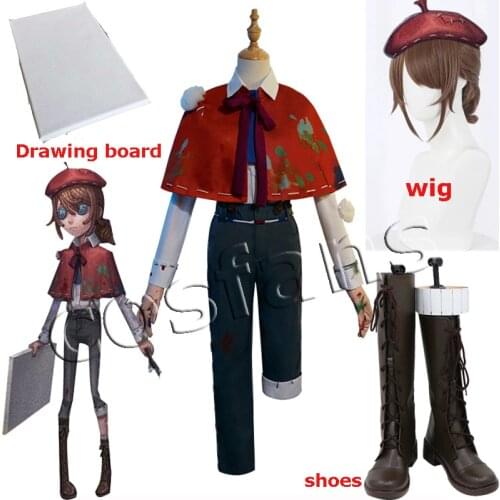 Anime Identity V Cosplay Costumes Painter Edgar Valden New Survival Game Suit Uniform Cosplay Costume Halloween Outfit Wig Shoes