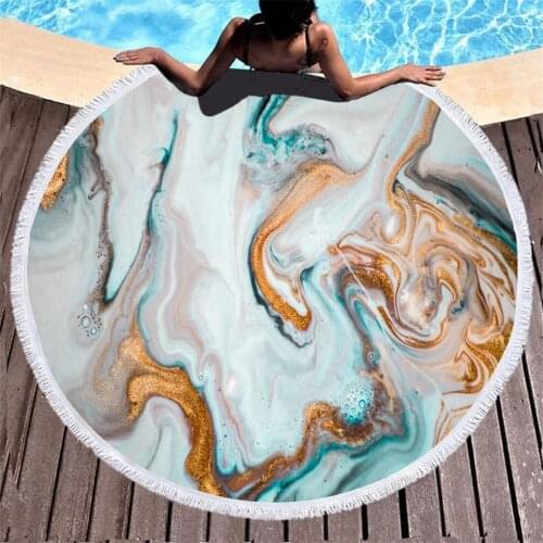 150cm Round Beach Towel for Adult Abstract Print Tassels Beach Towel Comfort Quick Dry Shower Bath Towel Blanket Swimming Cover