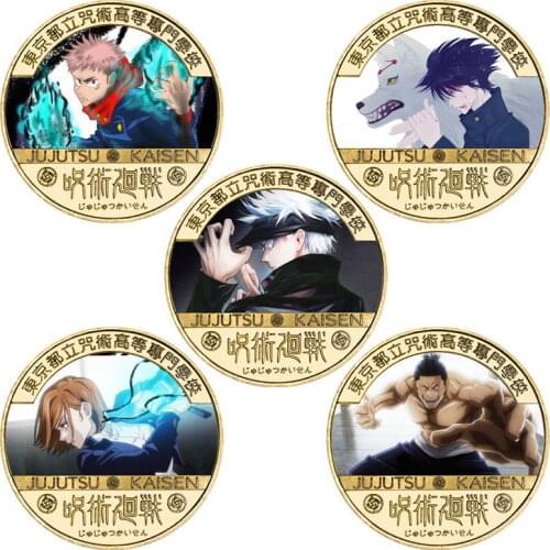Hot New Japan Anime Jujutsu Kaisen Coin Cosplay Cartoon Metal Badge Itadori Yuji Gojo Satoru Medal Gift