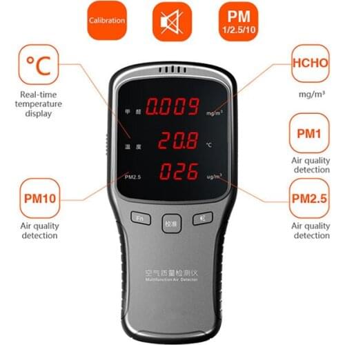Hot selling high quality precision air quality detector PM1.0 PM2.5 PM10 formaldehyde and TVOC with rechargeable lithium battery