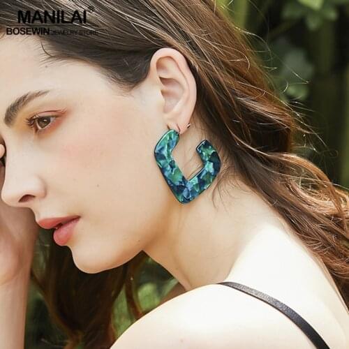 MANILAI Big Acrylic Earrings For Women Acetate Tortoiseshell Stud Earrings Statement Jewelry Fashion Leopard Brincos