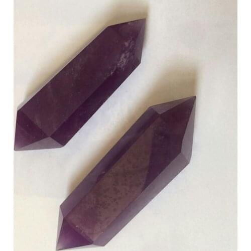 Natural Purple Amethysts Quartz Crystal Stone Wand Double Point Healing Reiki Stones Obelisk Crystal Carved Energy Stone 1pc