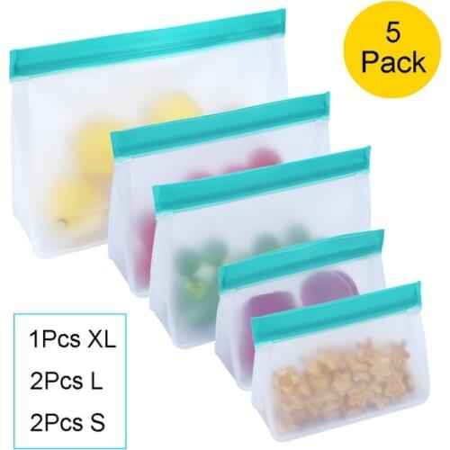 PEVA Freezer Bag Food Storage Bag Upgrade Leakproof Top Stand Up Reusable Ziplock Silicone Bag