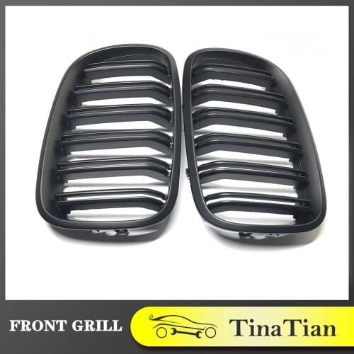 L + R X5 X6 parallel bars black car front bumper kidney wire grill for BMW X5 X6 E70 E71 car style radiator grille 2007-2013