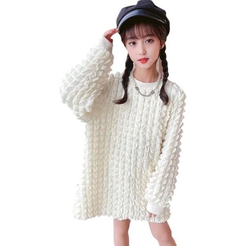 Dress For Girls Solid Color Dresses For Girl Spring Autumn Party Dress Child Casual Style Costume For Girls 6 8 10 12 14