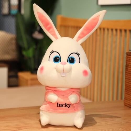 Lifelike Cute Pink Green Brown Lucky Bunny Rabbit Stuffed Toy Plushies Soft Doll for Girls Boys Adults Indoor Decor