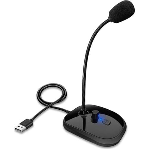 SK-30 USB Desktop Microphone with Mute Button Volume Adjustment Condenser for Laptop Computer PC for Recording Gaming
