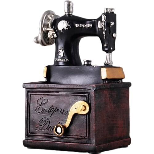 Vintage Resin Sewing Machine Pen Holder Ornaments Figurine Retro Crafts Old Furniture Sewing Machine Miniature Home Decor Gifts