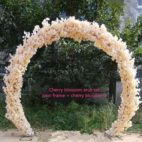 Luxury wedding Center pieces O shape Wedding Arch Door Hanging Garland Flower Stand with Cherry blossoms For Wedding party Decor
