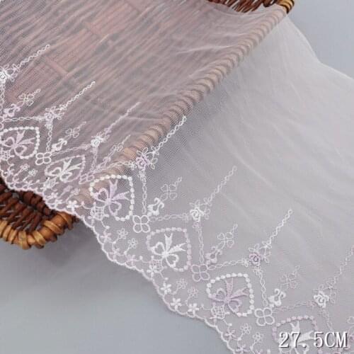 35Yards Light Pink Hearts Flower Embroidered Mesh Lace Trim Dolls Dress Accessories Fabric Sewing Crafts Bra Underwear Material