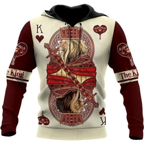 King Hearts Lion Poker 3D printed Hoodies Sweatshirt zipper hoodies women For men Pullover Cosplay Costumes