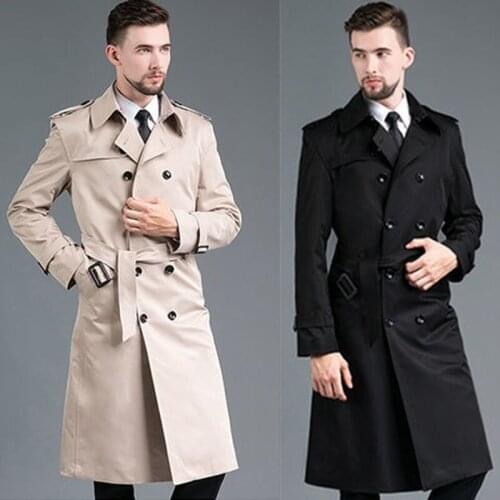 2021 Spring Autumn Men Trench Coats Hight Quality Double Breasted Male Fashion Outerwear Jackets Windbreaker Plus Size 5XL Y21