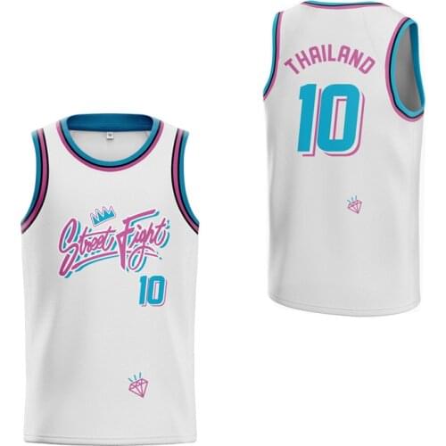 BG Basketball Jersey STEET FIGHT 10 THAILAND Jerseys digital printing Outdoor Sportswear Hip-hop Culture white big size s-3xl