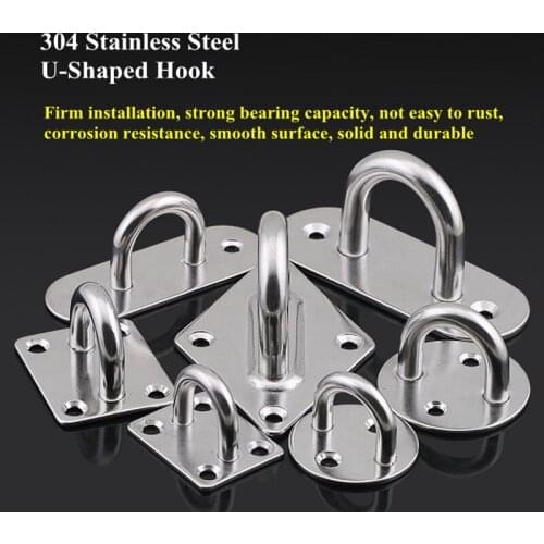 M5 M6 M8 304 Stainless Steel U-Shaped Hook Wire Rope Tension Device Shading Net Tarpaulin Installation DIY Tool Flange Bolt Hook