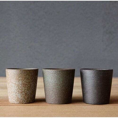 Vintage Straight Cup Drinkware Ceramic Coffee Mug Coarse Pottery Breakfast Retro Simple Tea Cups Decor Crafts