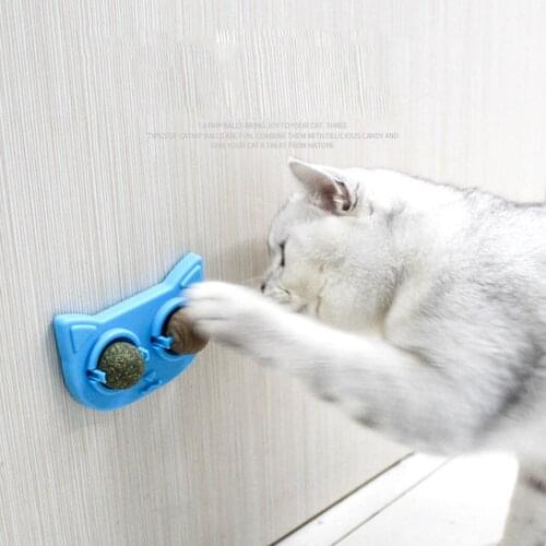 Cat Catnip Ball Wall Mounted Rotatable Natural Silvervine Ball Cat Licking Ball Cat Snacks Sticks Pet Cleaning Teeth for Cats