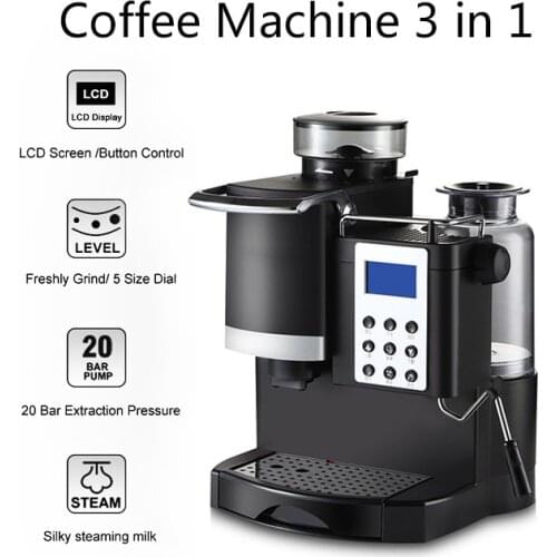 Household coffee machine grinding pump brewing integrated coffee machine latte Italian American Steam Milk foaming machine