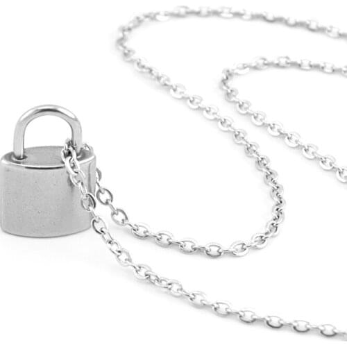 Stainless steel women small Lock necklace mini PadLock pendant necklace Rolo O link chain good quality Friendship Gifts