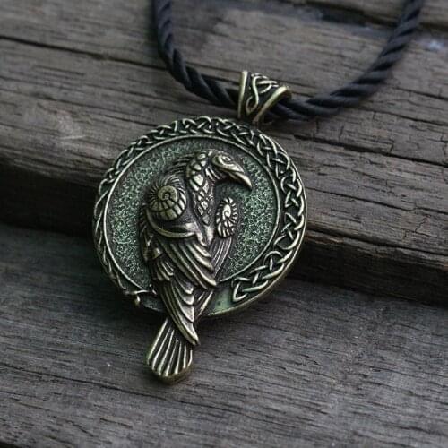 Lanseis 1pcs norse talisman viking raven pendant black bird celt crow necklace men pendant jewelry