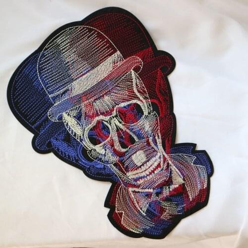 1pc embroidery skull punk patches for clothing Bid embroidered appliques parche for jacket jean DIY handmade clothes accessories