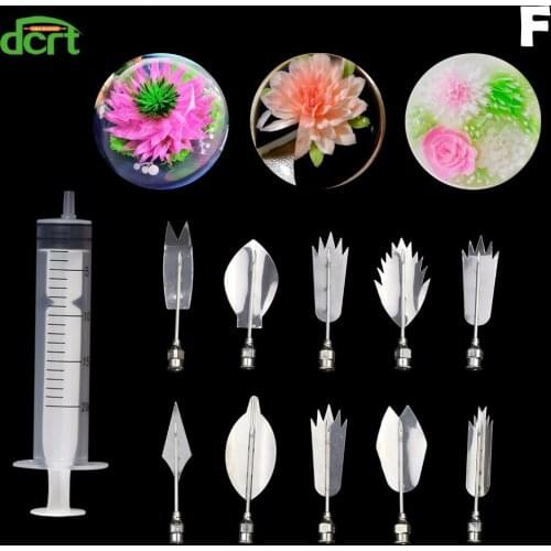 10Pcs/Set 3D Jelly Flower Art Tools DIY Gelatin Art Tools Jello Gubbins Pudding Nozzle Syringe Set Russian Nozzles