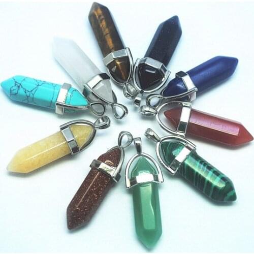 10pcs natural gem stone bullet shape pendants top fashions jewelry accessories for simple jewelry making size 30x8mm