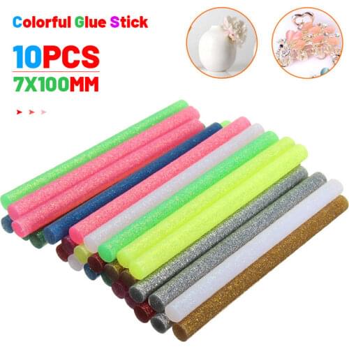10pcs Hot Melt Glue Sticks 7mmx100mm Adhesive Assorted Glitter Glue Sticks Professional For 7mm Electric Glue Gun Craft Repair