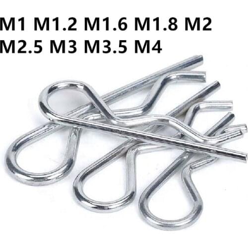 100/50/20pcs/lot M1 M1.2 M1.6 M1.8 M2 M2.5 M3 M3.5 M4 DIN11024 Carbon Steel Spring Cotters R type Pins for Cars