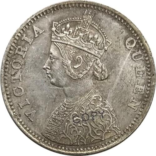 1862 India Half Rupee Victoria Queen Cupronickel Plated Silver Collectibles Copy Coin