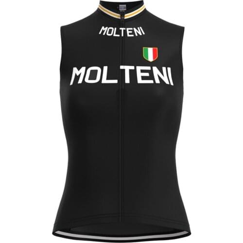 1974 Competition MOLTENI Team Woman Retro Black Cycling Jersey Sleeveless Clothing Triathlon Jersey maillot ciclismo hombre